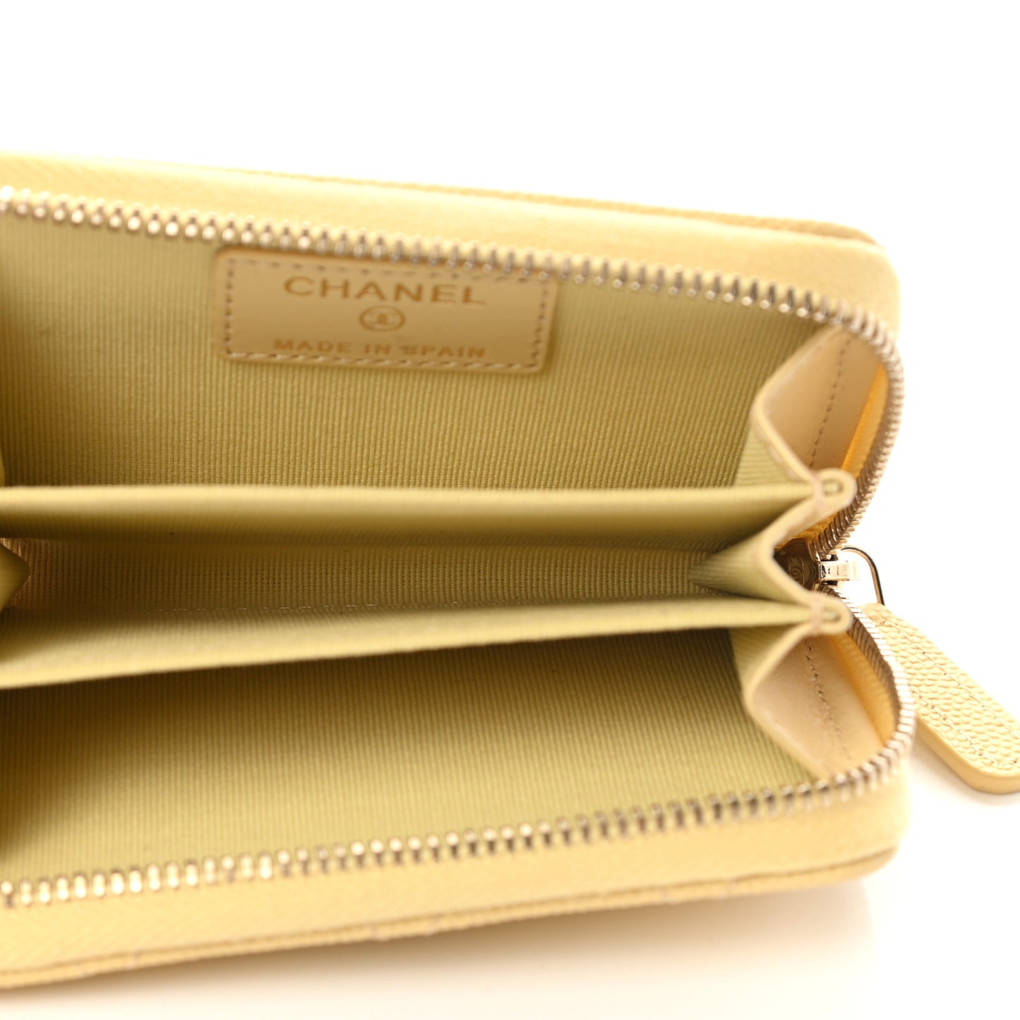 Caviar Quilted Zip Coin Purse Yellow