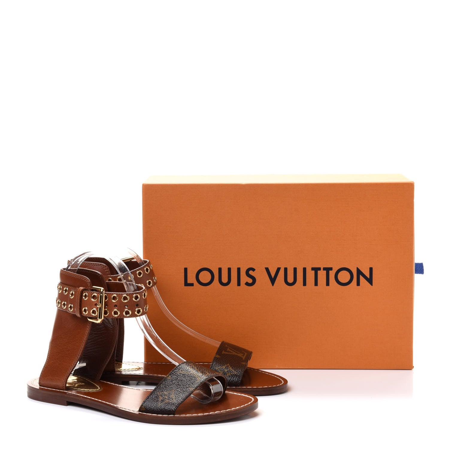 Louis Vuitton Calfskin Monogram Passenger Flat Sandals 36.5 Cognac 9 of 9
