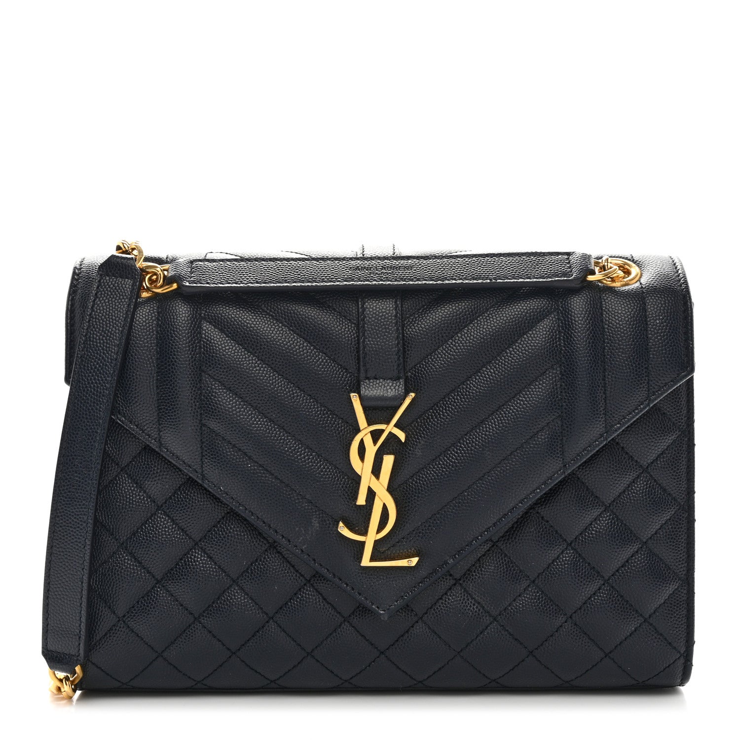 Saint Laurent Grain De Poudre Textured Mixed Matelasse Triquilt Medium Monogram Satchel Deep Marine 1 of 11