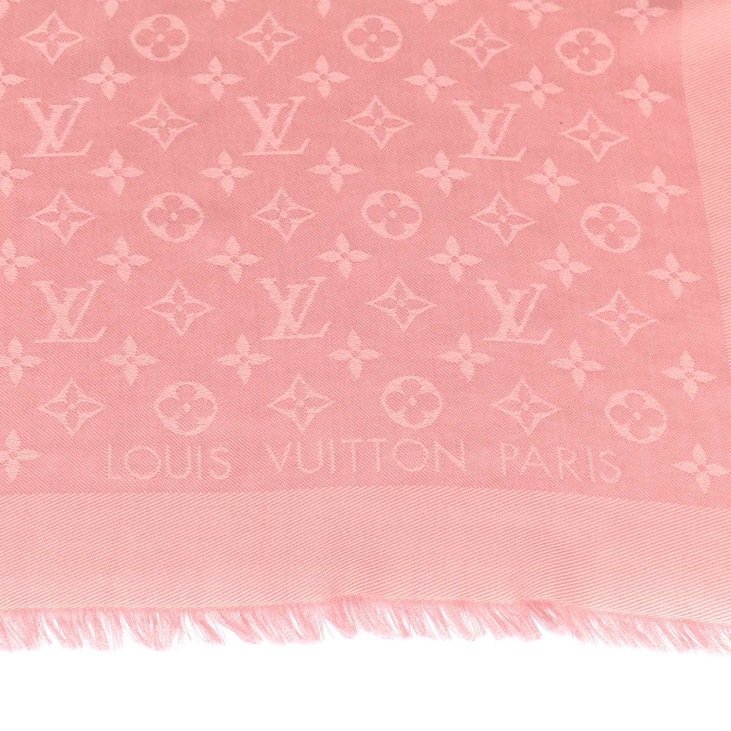 Silk Wool Monogram Denim Shawl Pink