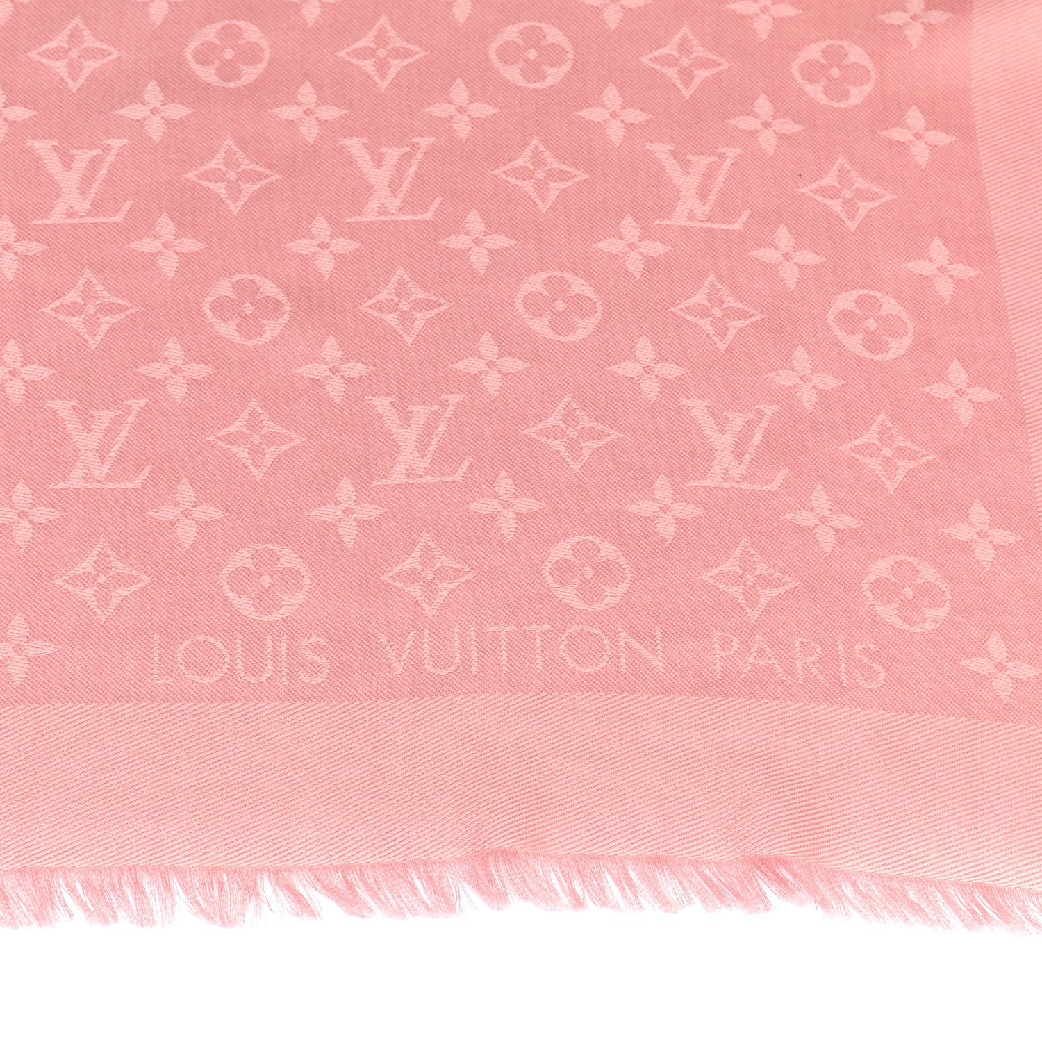 Louis Vuitton Silk Wool Monogram Denim Shawl Pink 2 of 4