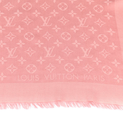 Louis Vuitton Silk Wool Monogram Denim Shawl Pink 2 of 4