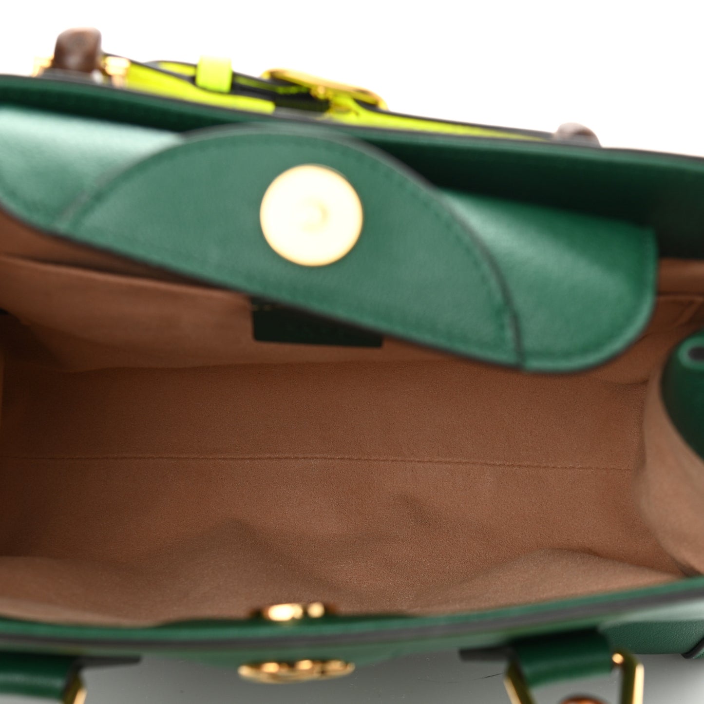 Wonka Grain Calfskin Small Diana Tote Bag Green Yellow Fluo
