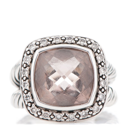 David Yurman Sterling Silver Diamond Morganite 11mm Albion Ring 52 6 1 of 5
