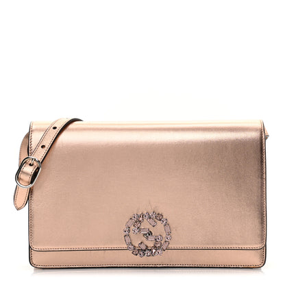 Gucci Metallic Nappa Crystal GG Broadway Shoulder Bag Pink 2 of 35
