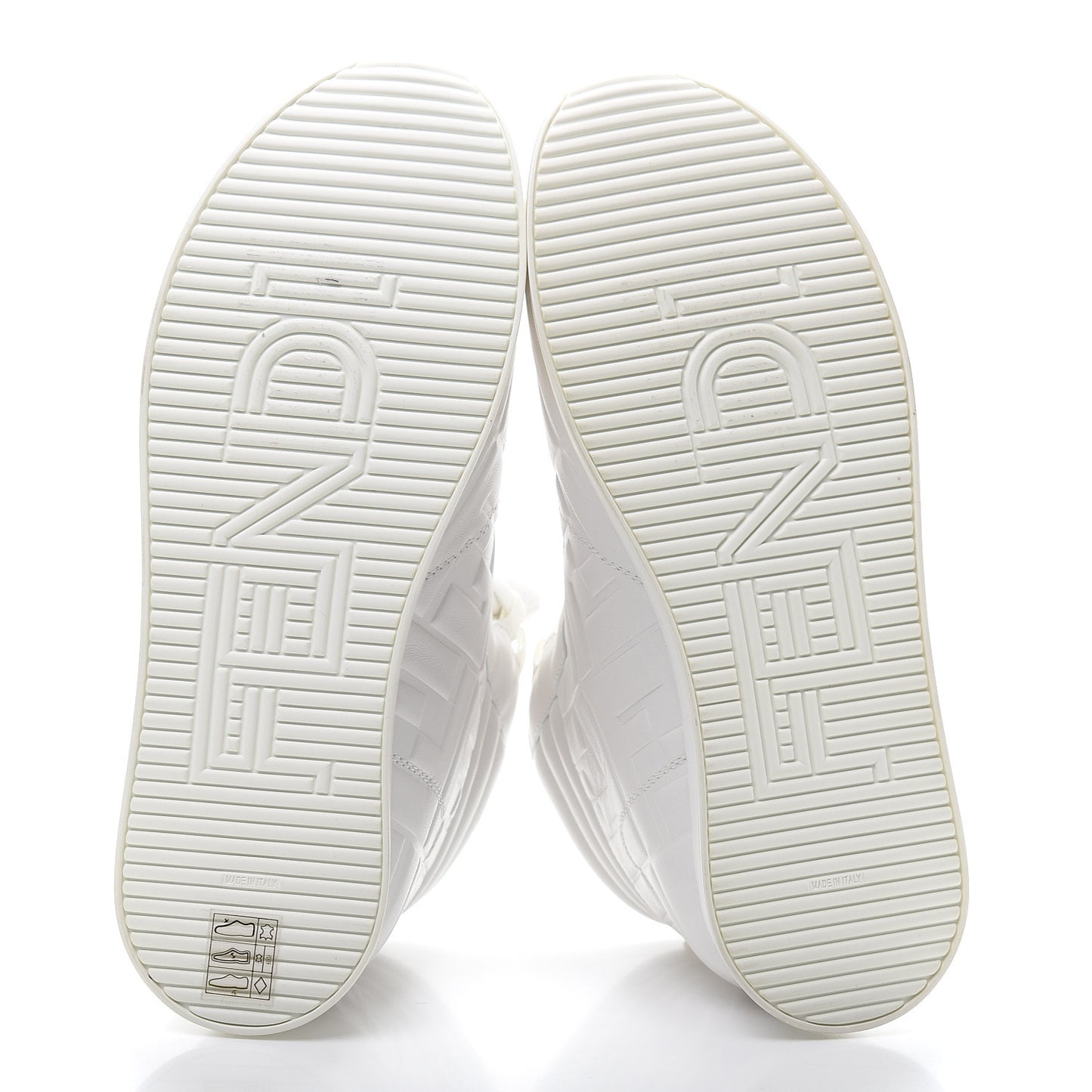 Nappa Macro FF Embossed Womens High Top Sneakers 37.5 White Ice