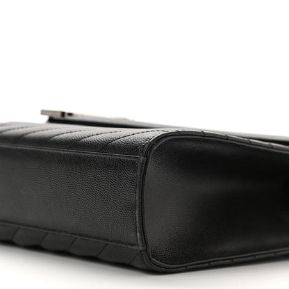 Saint Laurent Grain De Poudre Matelasse Chevron Large Monogram Satchel Black 10 of 10