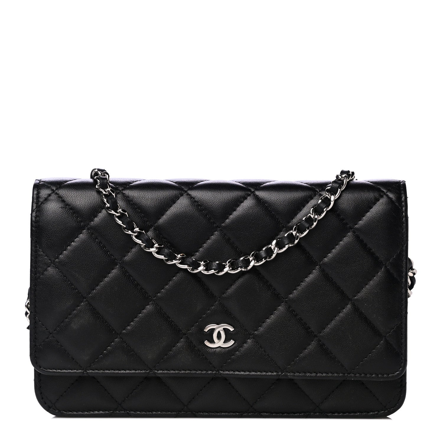 Chanel Lambskin Quilted Wallet On Chain WOC Black 1 of 10