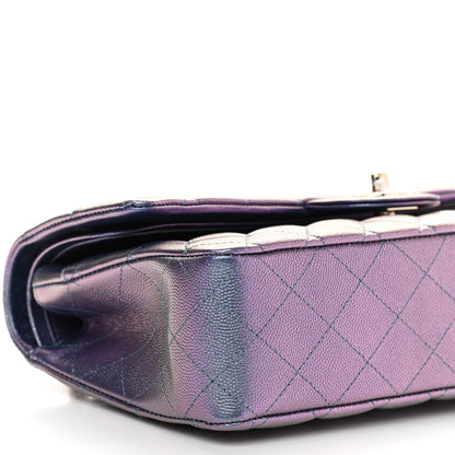 Chanel Iridescent Caviar Quilted Medium Double Flap Dark Blue 8 of 10