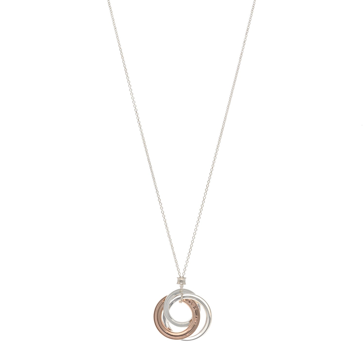Tiffany Sterling Silver Rubedo Small Interlocking Circles Pendant Necklace 1 of 4
