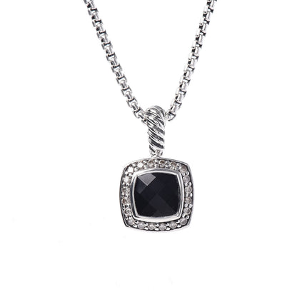 David Yurman Sterling Silver Diamond Black Onyx 7mm Petite Albion Necklace 3 of 6