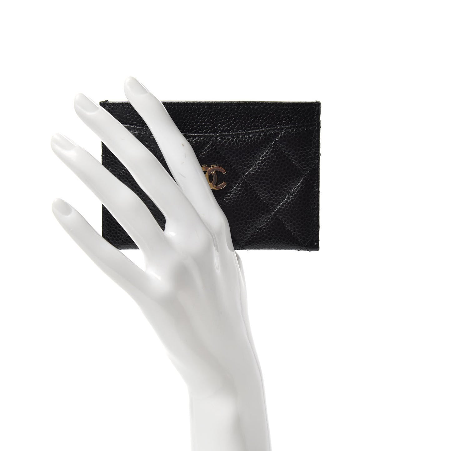 Caviar Quilted Card Holder Black