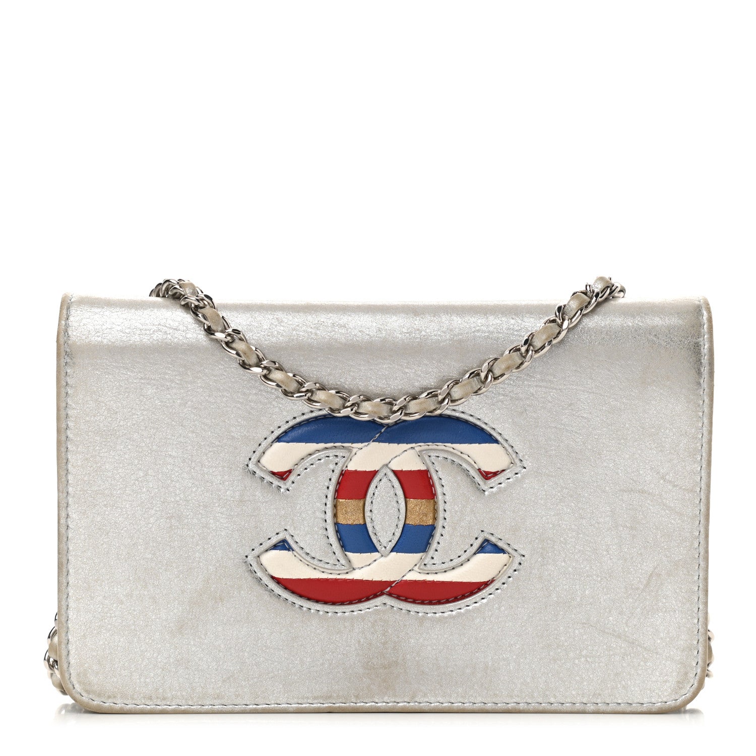 Chanel Metallic Lambskin Wallet on Chain WOC Silver 1 of 14