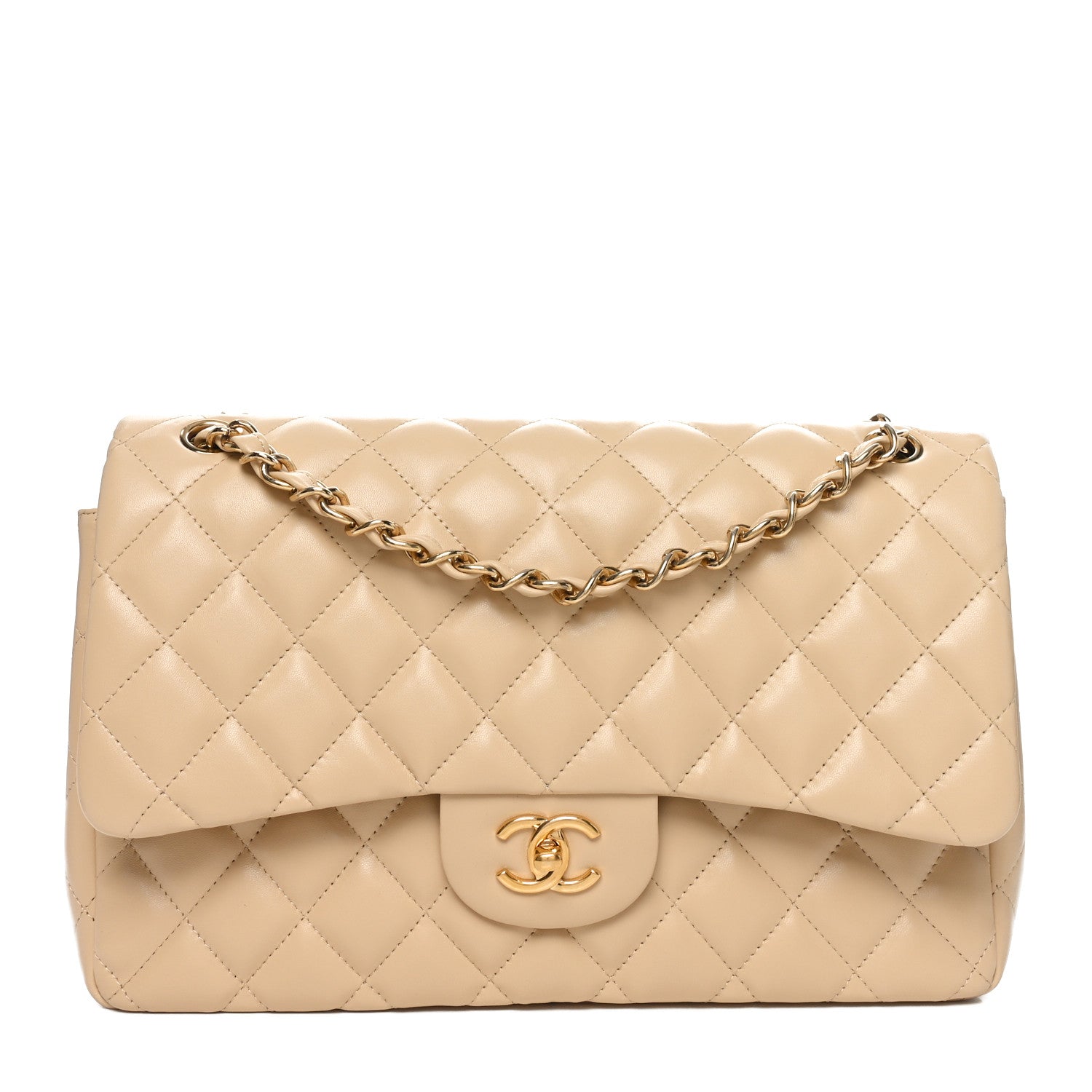 Chanel Lambskin Quilted Jumbo Double Flap Beige 1 of 10