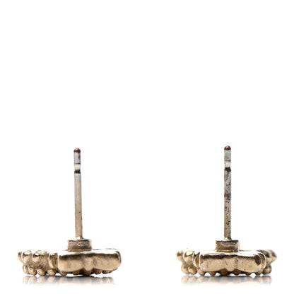 Chanel CC Bow Earrings Black Gold 2 of 3