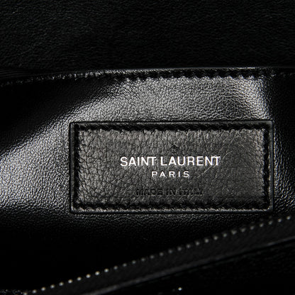 Saint Laurent Sheepskin Matelasse Chevron Monogram Monochrome Large College Satchel Black 7 of 8