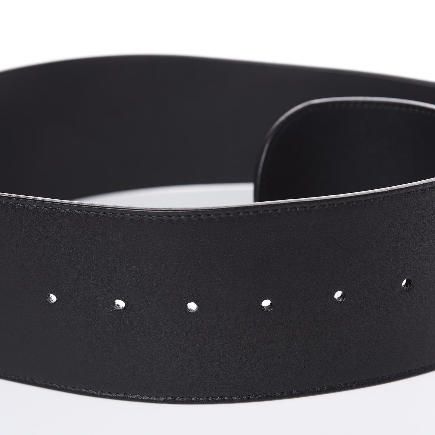 Moon Calfskin Pearl Double G 70mm Belt 85 34 Black Cream