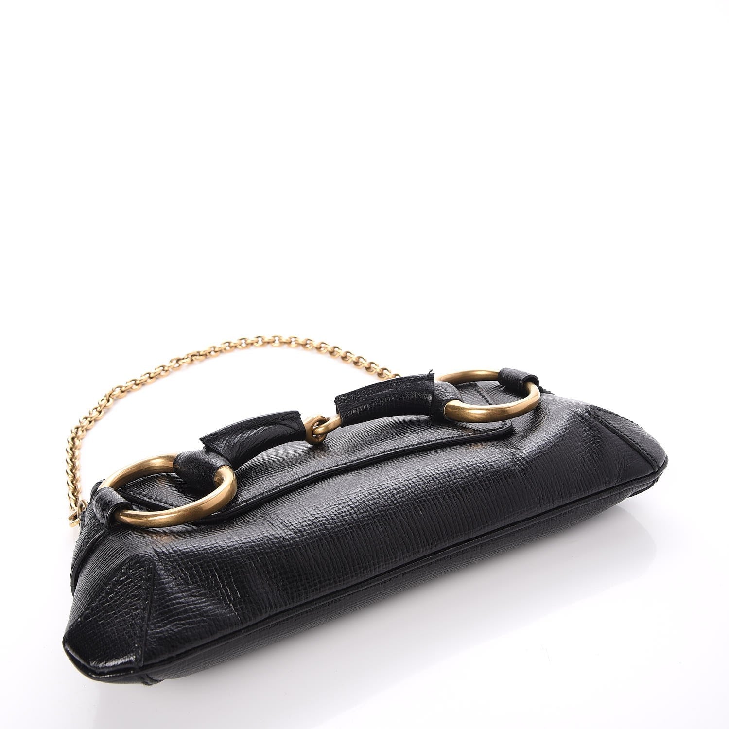 Gucci Textured Calfskin Horsebit Chain Clutch Black 4 of 7