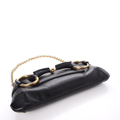Gucci Textured Calfskin Horsebit Chain Clutch Black 4 of 7