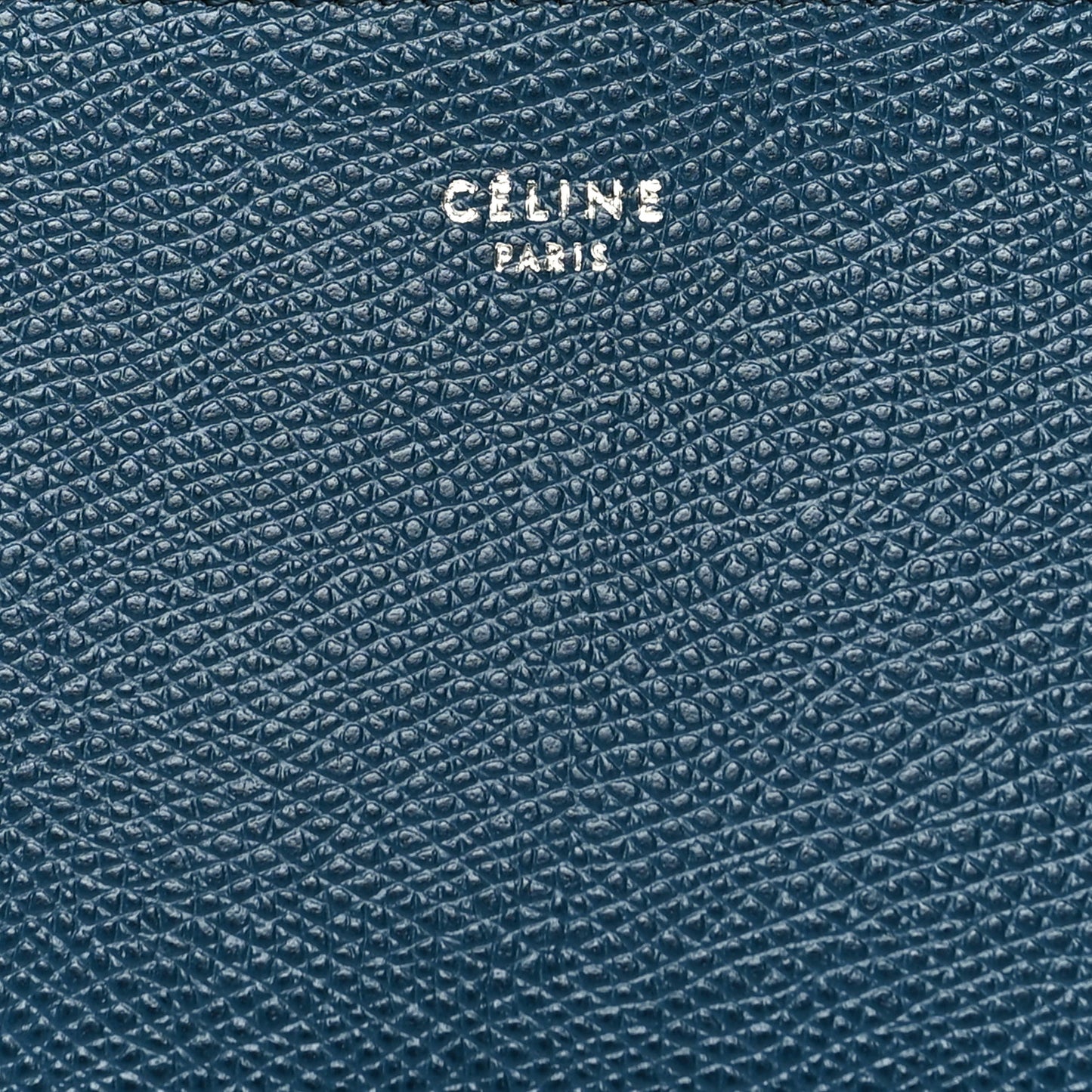 Drummed Calfskin Medium Half Zip Multifunction Wallet Coin Purse Blue