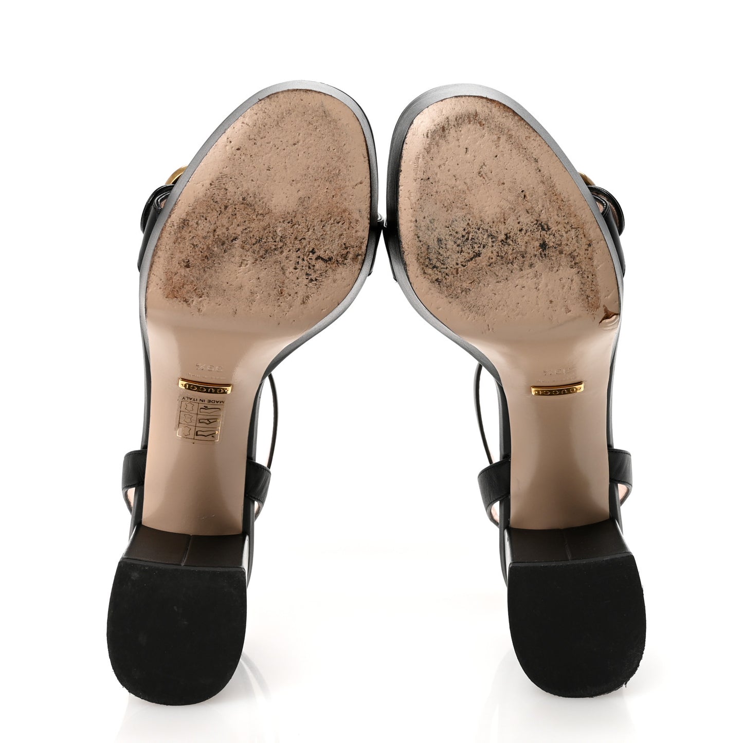 Calfskin GG Marmont Ankle Wrap 30/85mm Platform Sandals 39.5 Black