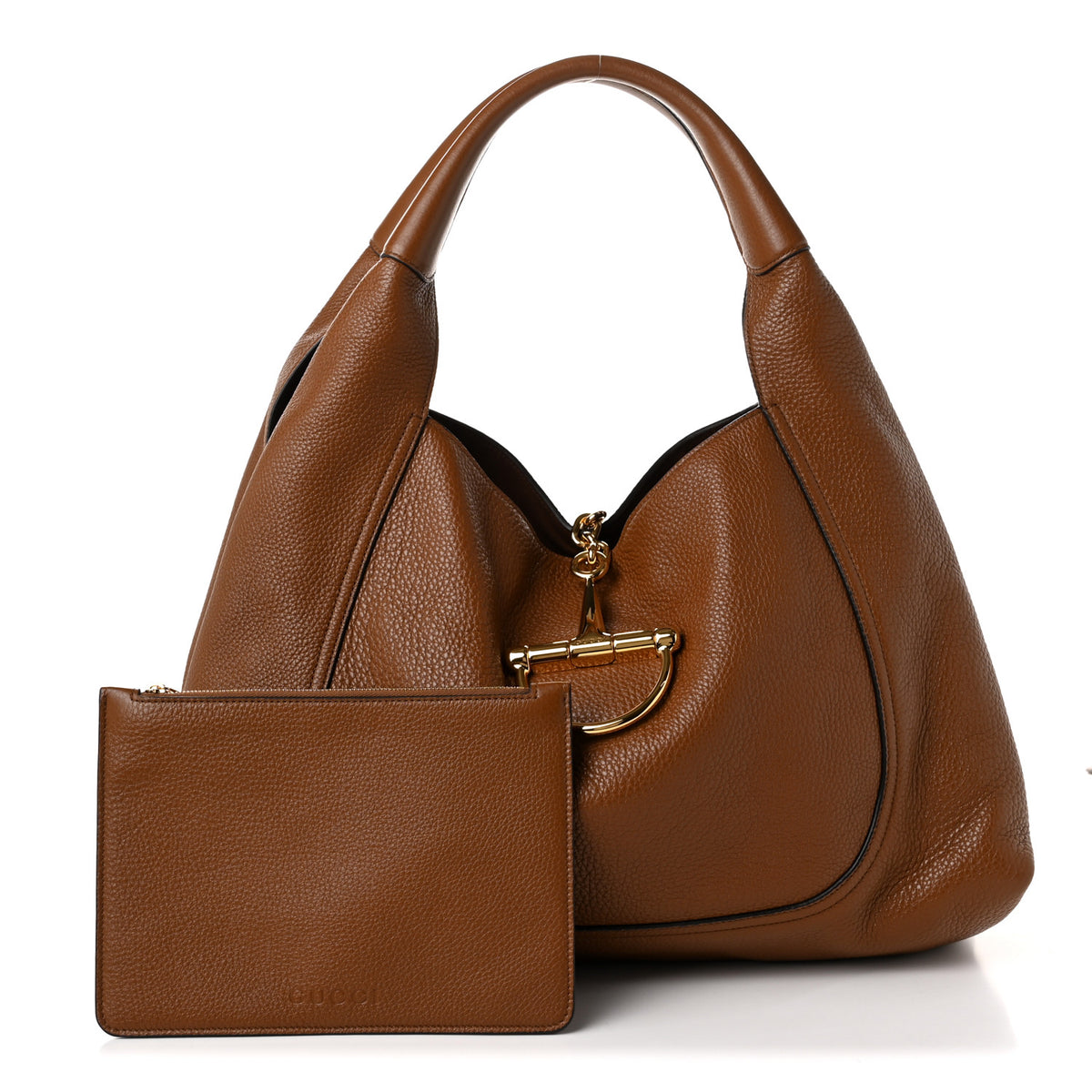 Gucci Grained Calfskin Softbit Maxi Shoulder Bag Brown 2 of 10