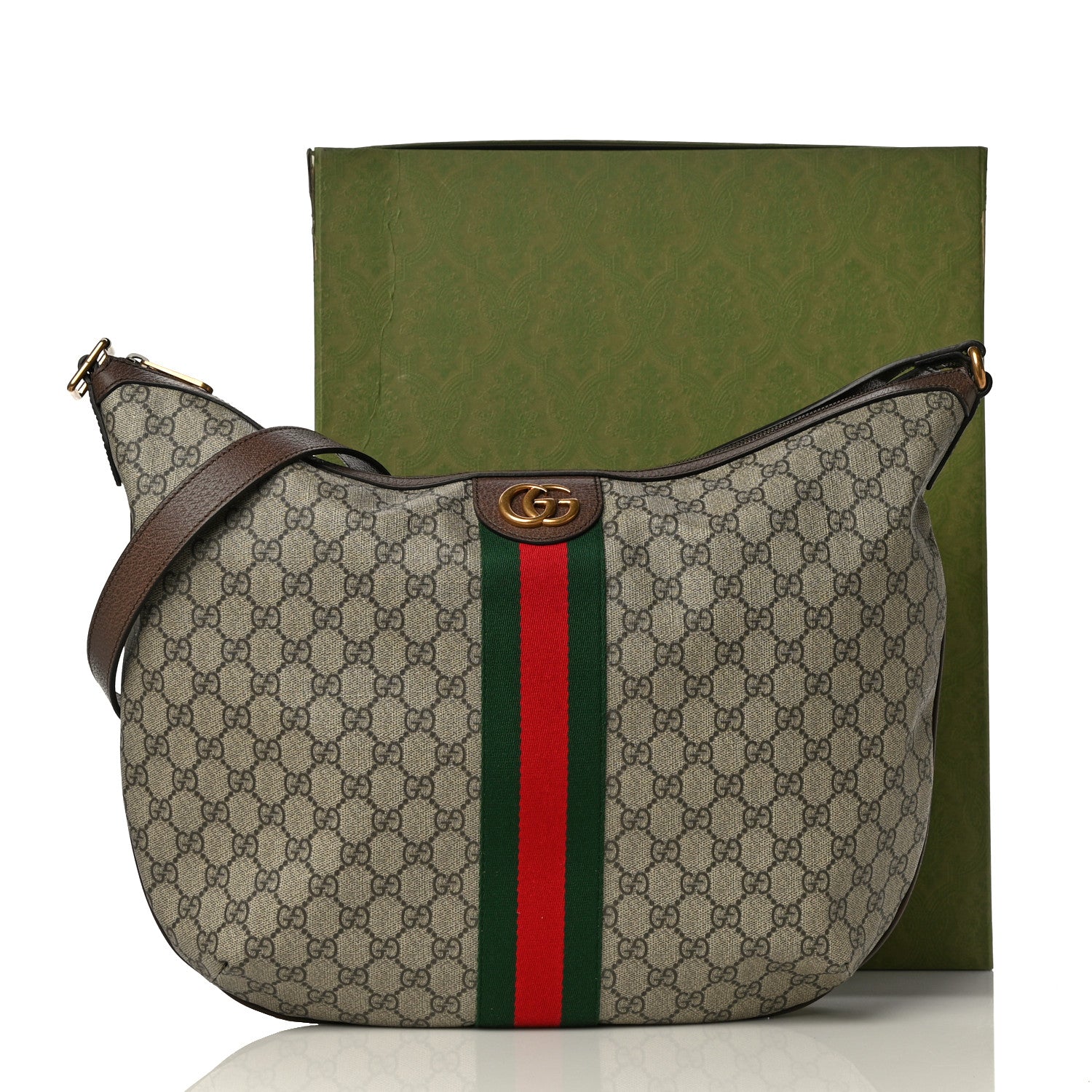 Gucci GG Supreme Monogram Web Ophidia Half Moon Hobo Brown 13 of 13