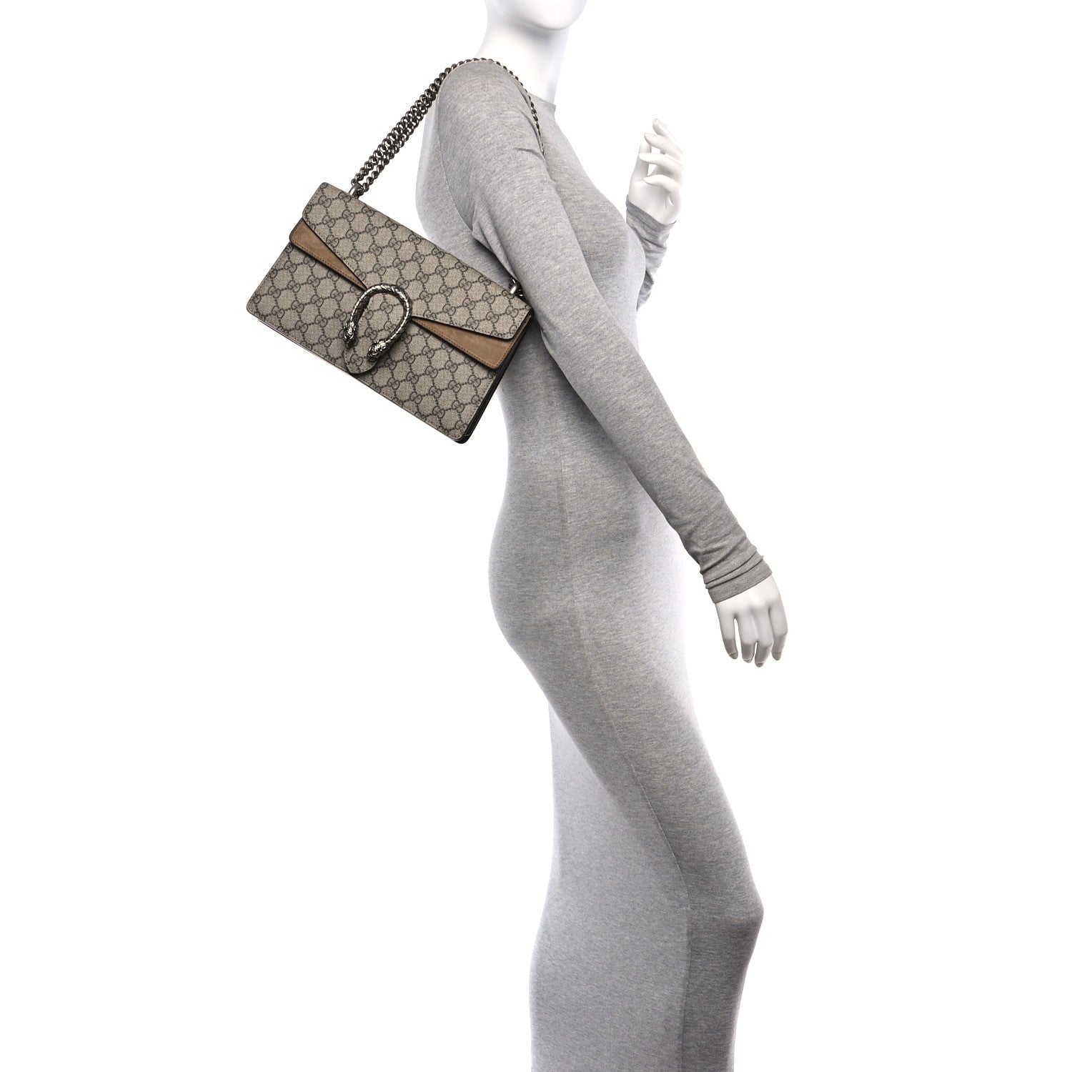 Gucci GG Supreme Monogram Small Dionysus Shoulder Bag Taupe 2 of 9