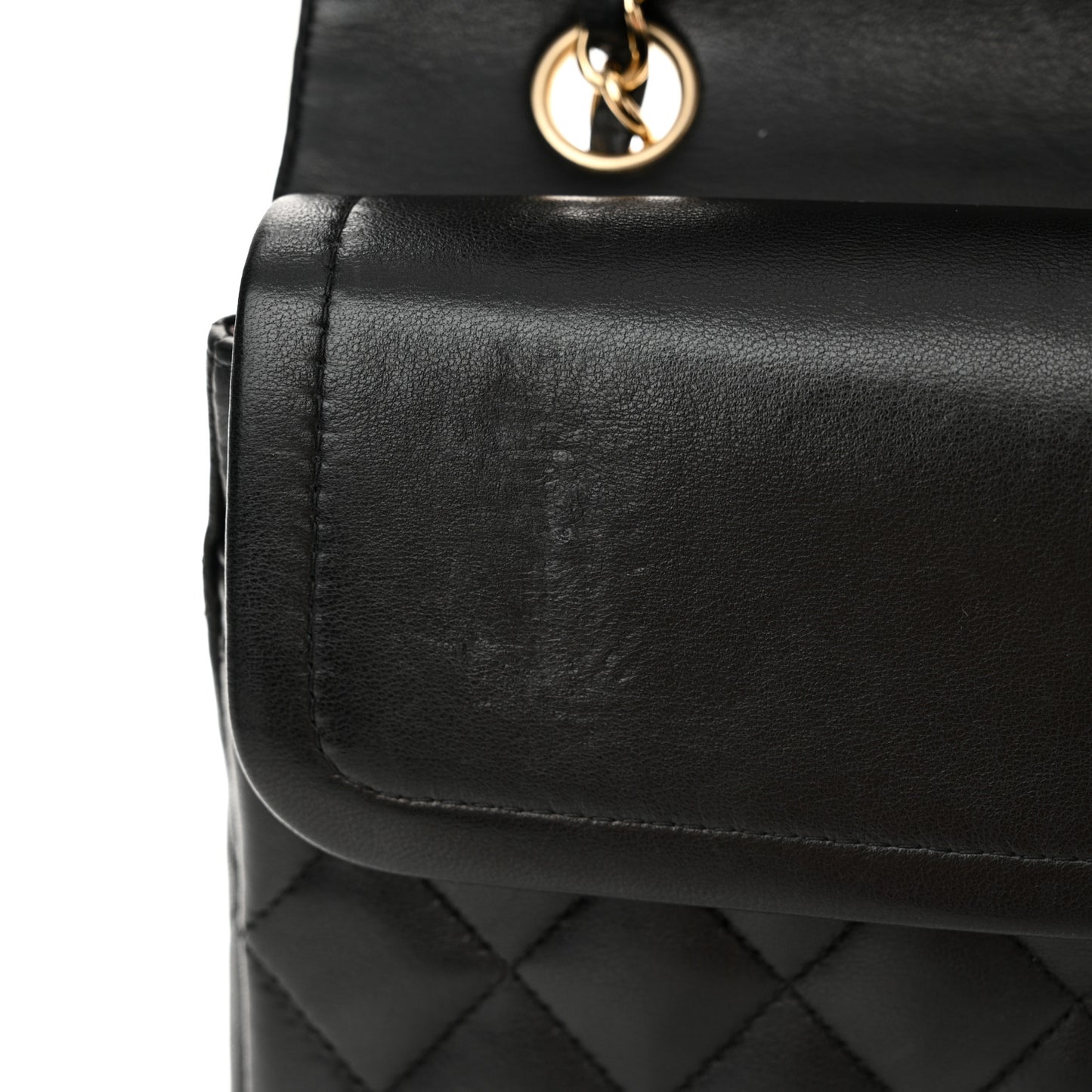 Lambskin Quilted Medium Double Flap Black