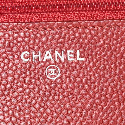 Chanel Caviar Quilted Wallet on Chain WOC Red 8 of 11