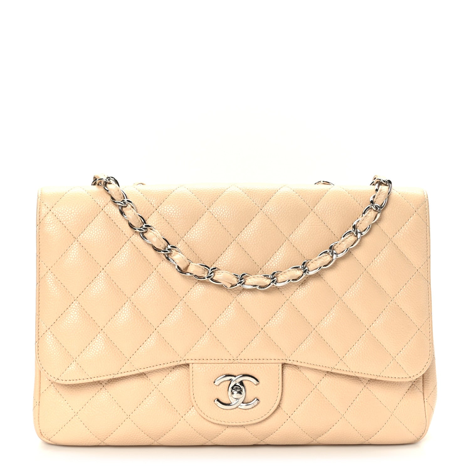 Chanel Caviar Quilted Jumbo Single Flap Beige 1 of 9