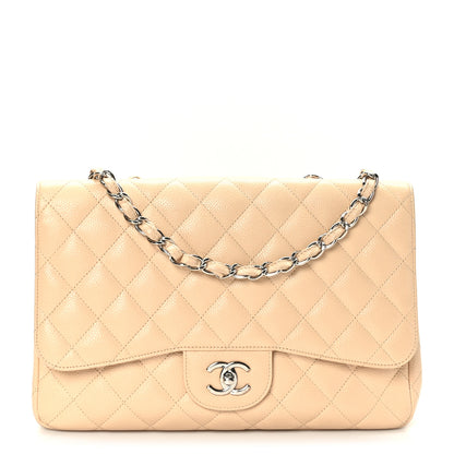 Chanel Caviar Quilted Jumbo Single Flap Beige 1 of 9