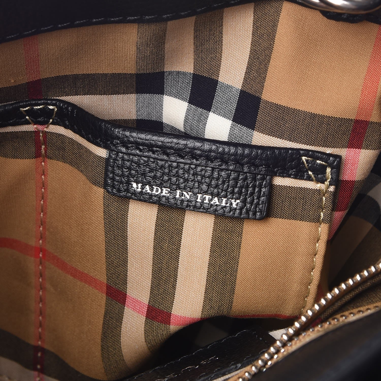Burberry Grainy Calfskin House Check Baby Banner Tote Black 14 of 19