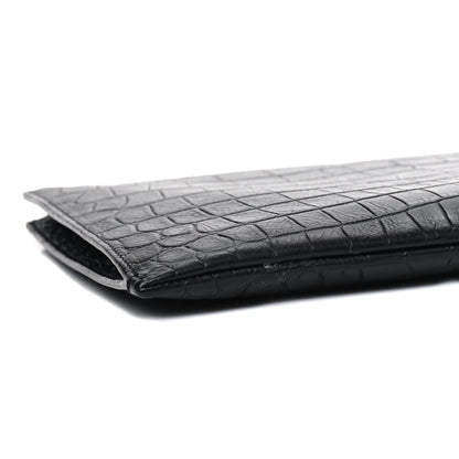 Saint Laurent Calfskin Crocodile Embossed Zip Mini Tablet Sleeve Black 5 of 5