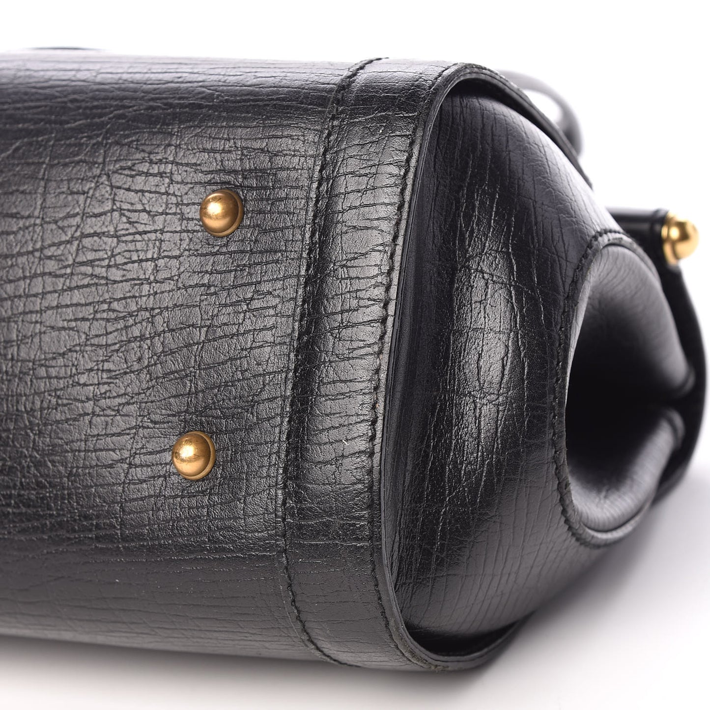 Calfskin Bamboo Bullet Satchel Black