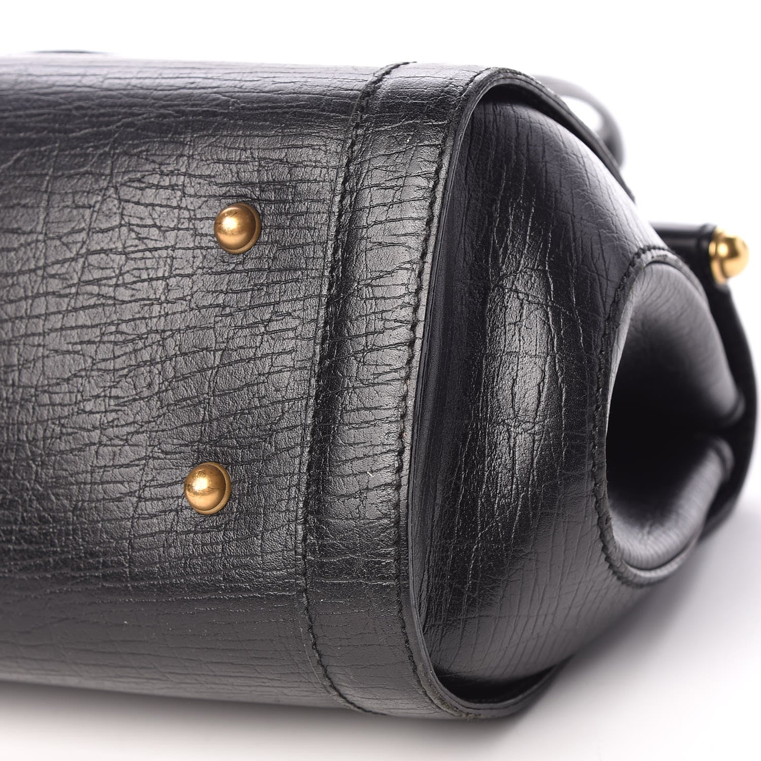 Gucci Calfskin Bamboo Bullet Satchel Black 9 of 11