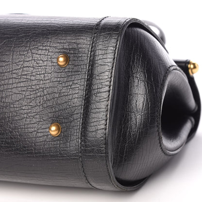 Gucci Calfskin Bamboo Bullet Satchel Black 9 of 11