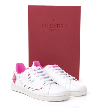 Valentino Garavani Calfskin Womens Backnet Sneakers 35.5 White Fuchsia 11 of 11