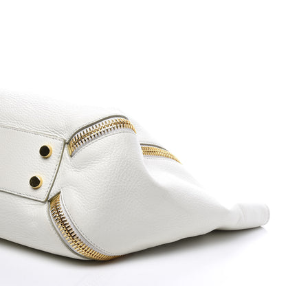 Tom Ford Grained Calfskin Sedgwick Medium Zipper Tote White 8 of 9