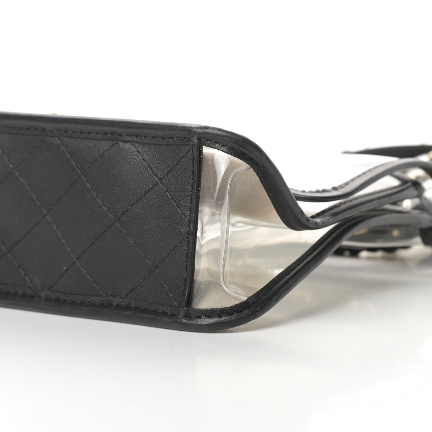 Lambskin PVC Sand By The Sea Flap With Pearl Strap Black