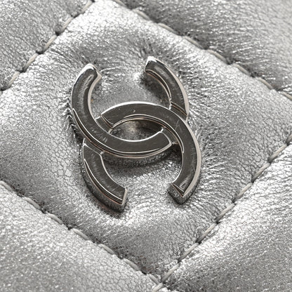 Chanel Metallic Lambskin Quilted CC Card Holder Silver 9 of 10