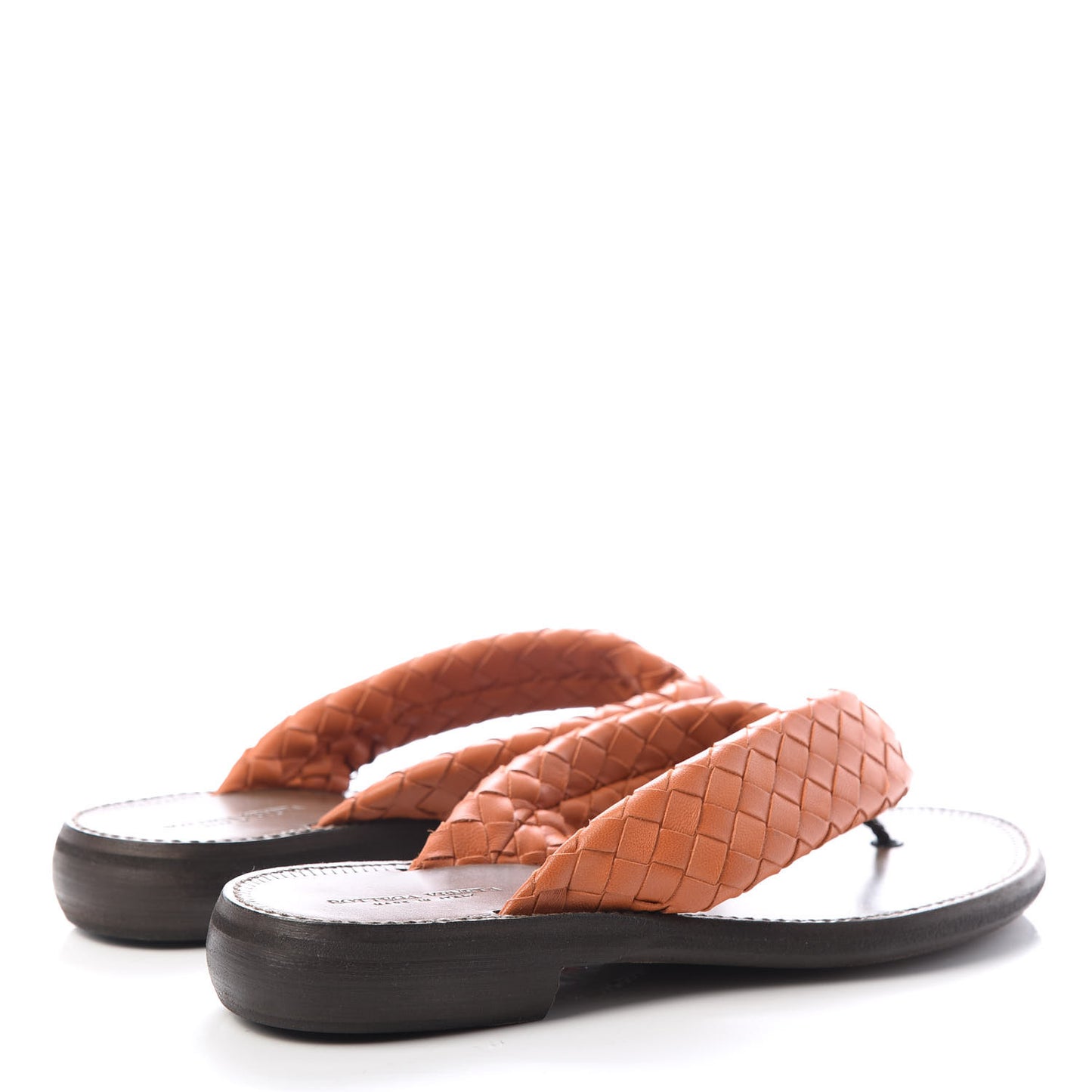 Nappa Intrecciato Thong Flat Sandals 37 Ebano Orange