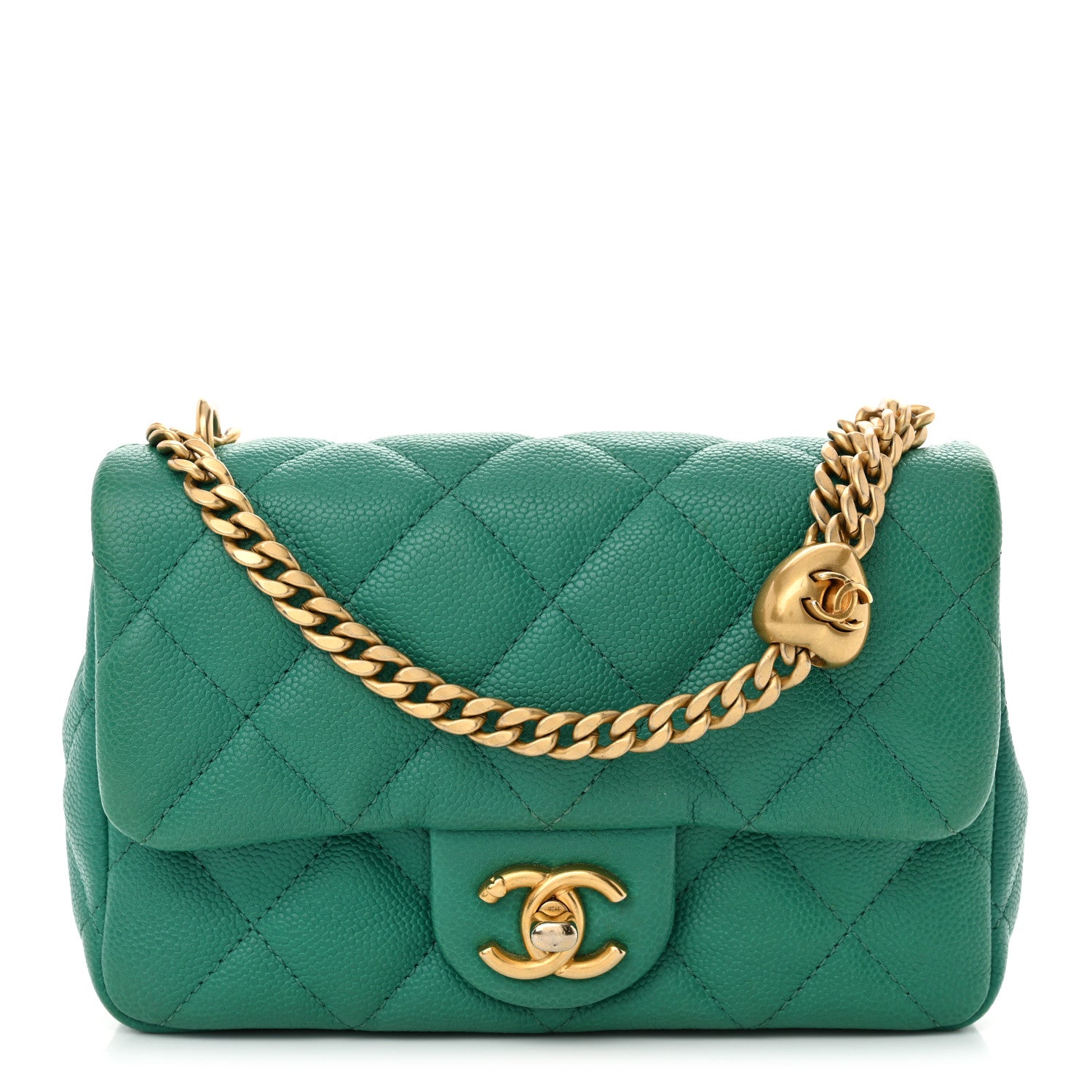 Chanel Caviar Quilted Mini Sweetheart Flap Green 1 of 10