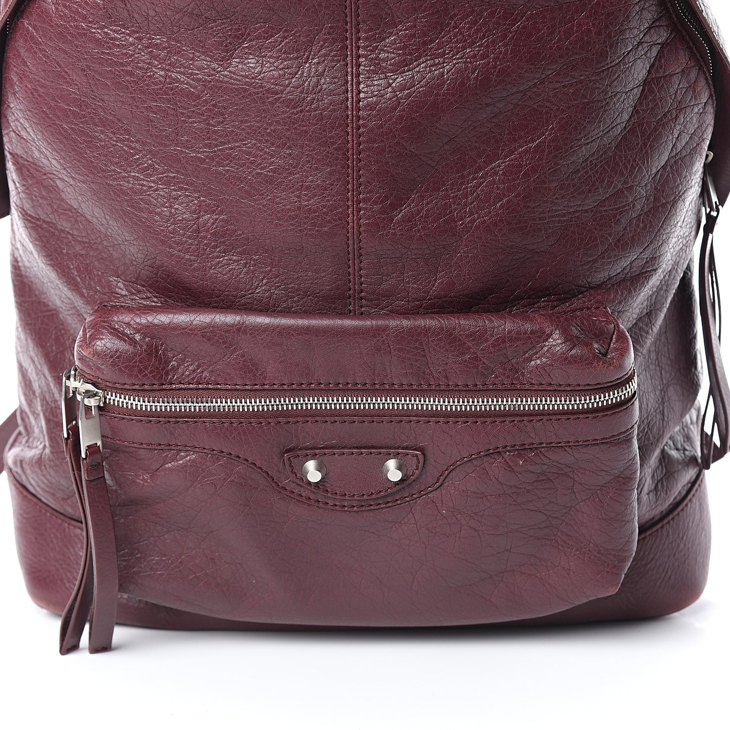 Agneau Classic Silver Hardware Backpack Rouge Lie De Vin
