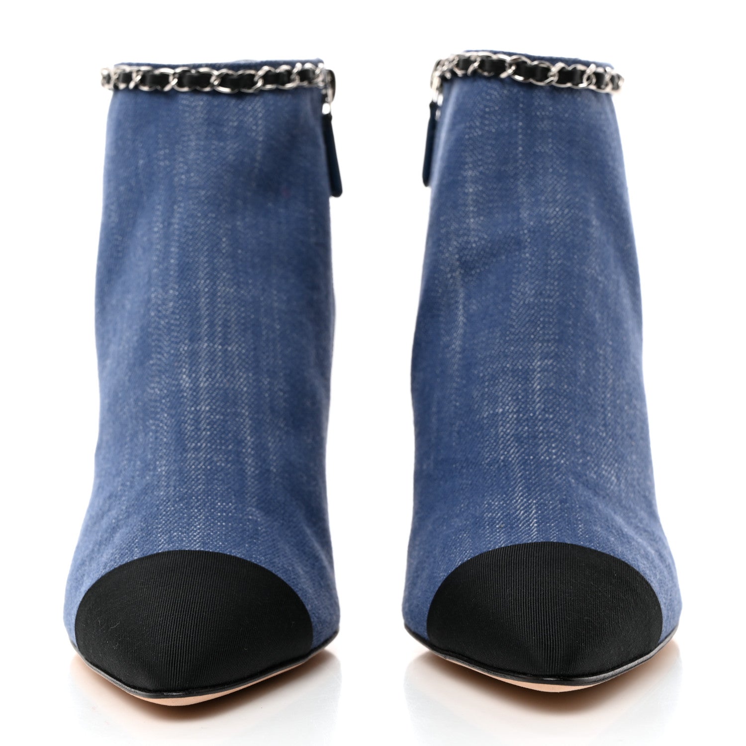 Chanel Denim Grosgrain Cap Toe Short Boots 40 Blue 3 of 9