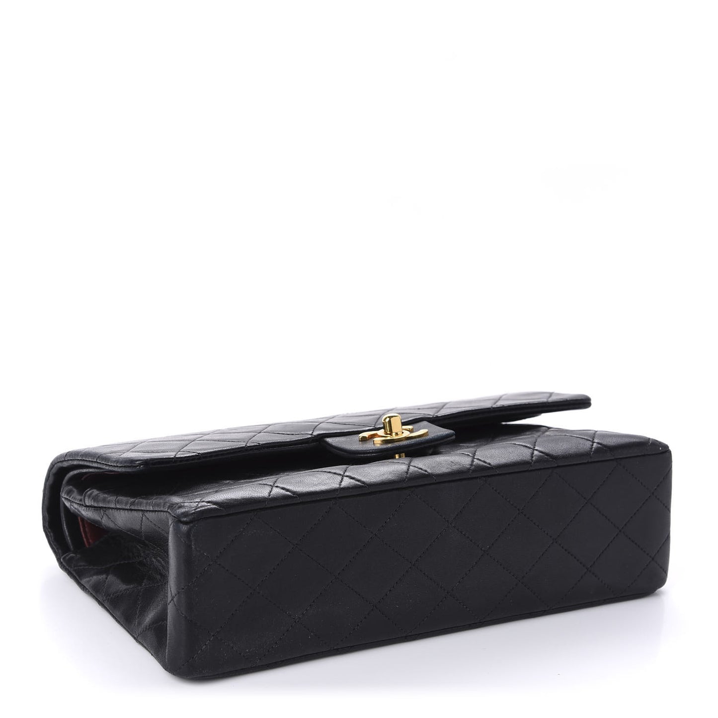 Lambskin Quilted Medium Double Flap Black