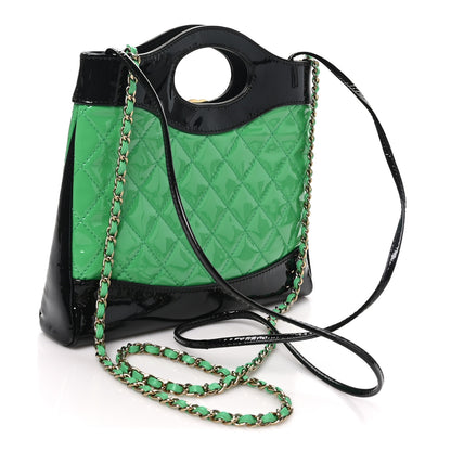 Chanel Patent Calfskin Quilted Mini 31 Shopping Bag Green Black 3 of 10