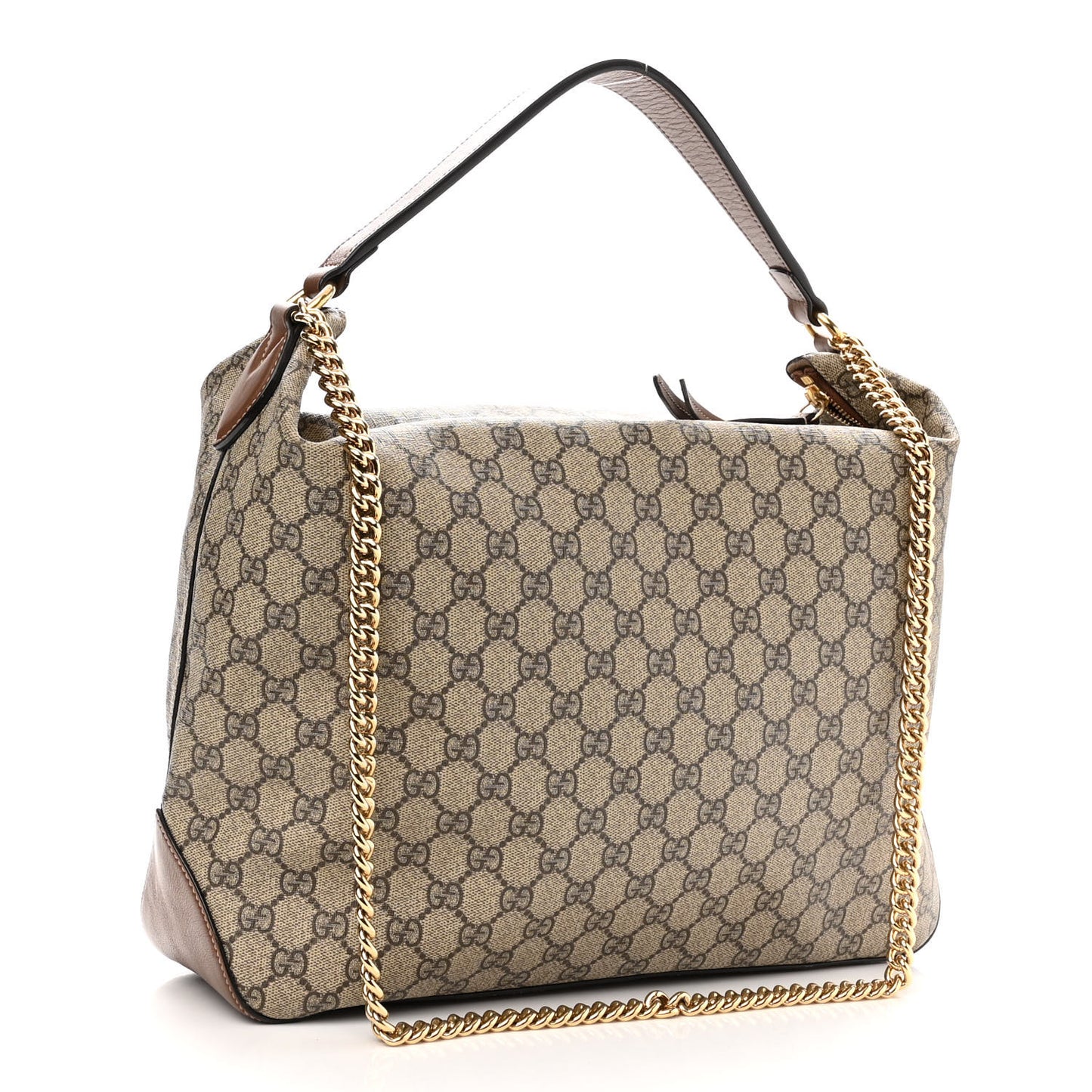 GG Supreme Monogram Large Linea A Hobo Light Brown