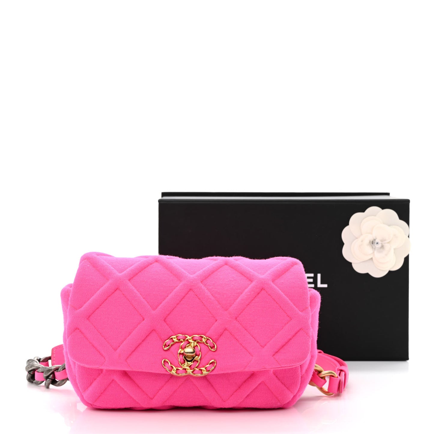 Jersey Quilted Chanel 19 Waist Bag Pink