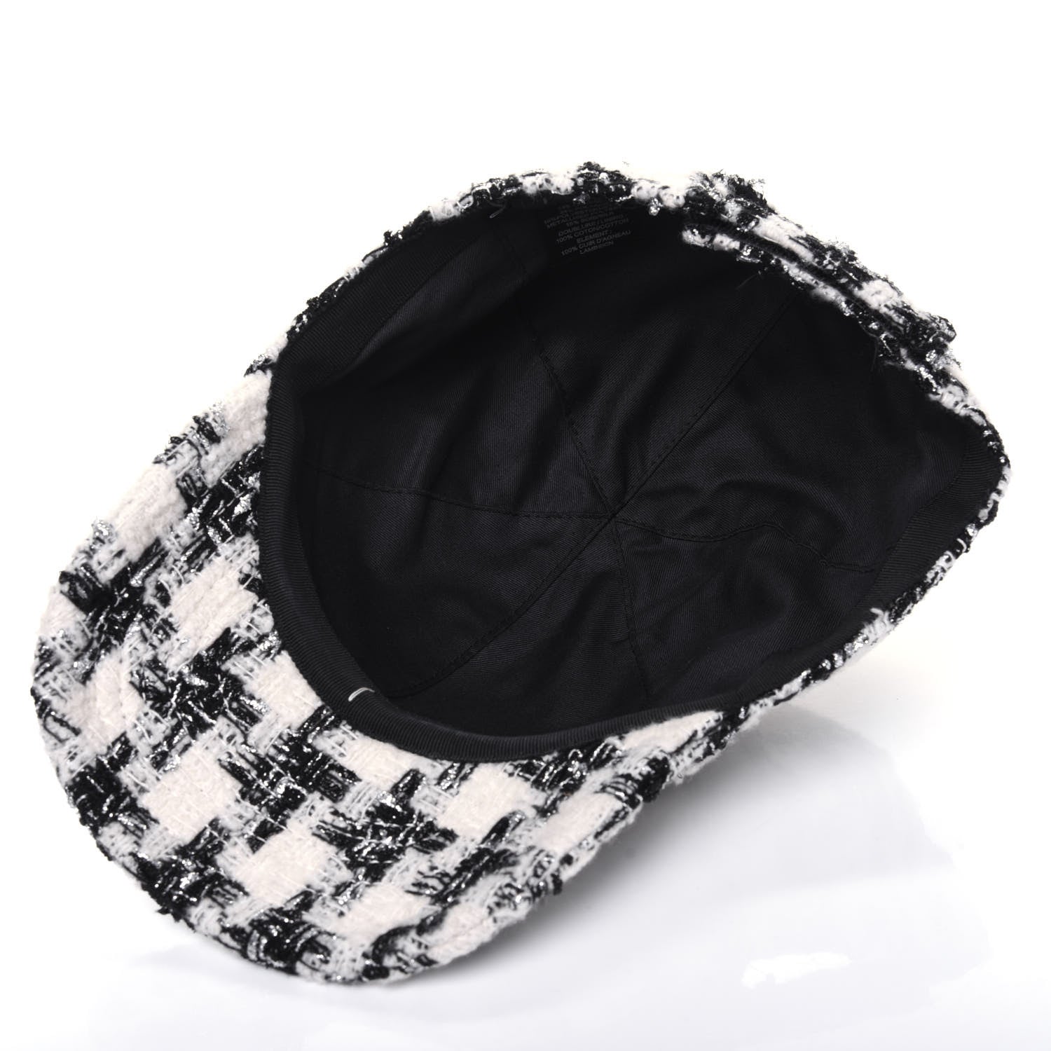 Chanel Tweed CC Cap Hat M Black White 5 of 12